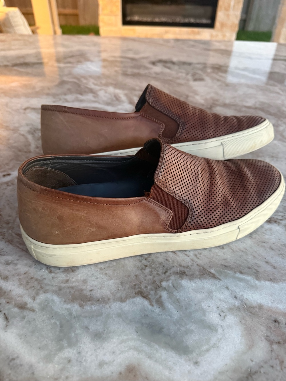 To Boot New York Adam Derrick Leather Slip-On Sneakers in Brown